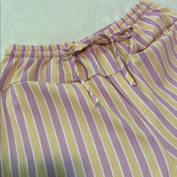 Striped Lavender and Yellow Wide Leg Lounge Pants - Picture 3 of 13